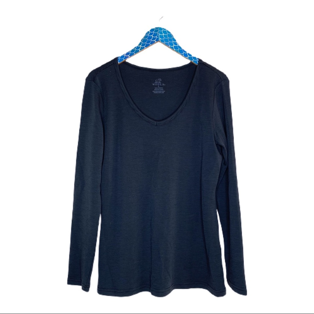 WoolX Stripe Merino Wool V-Neck Long Sleeve